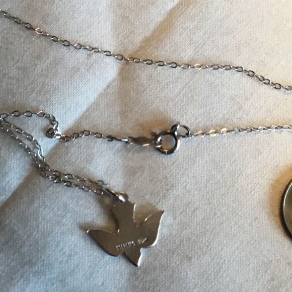 Sterling Silver Enamel Dove Necklace - Picture 5 of 9